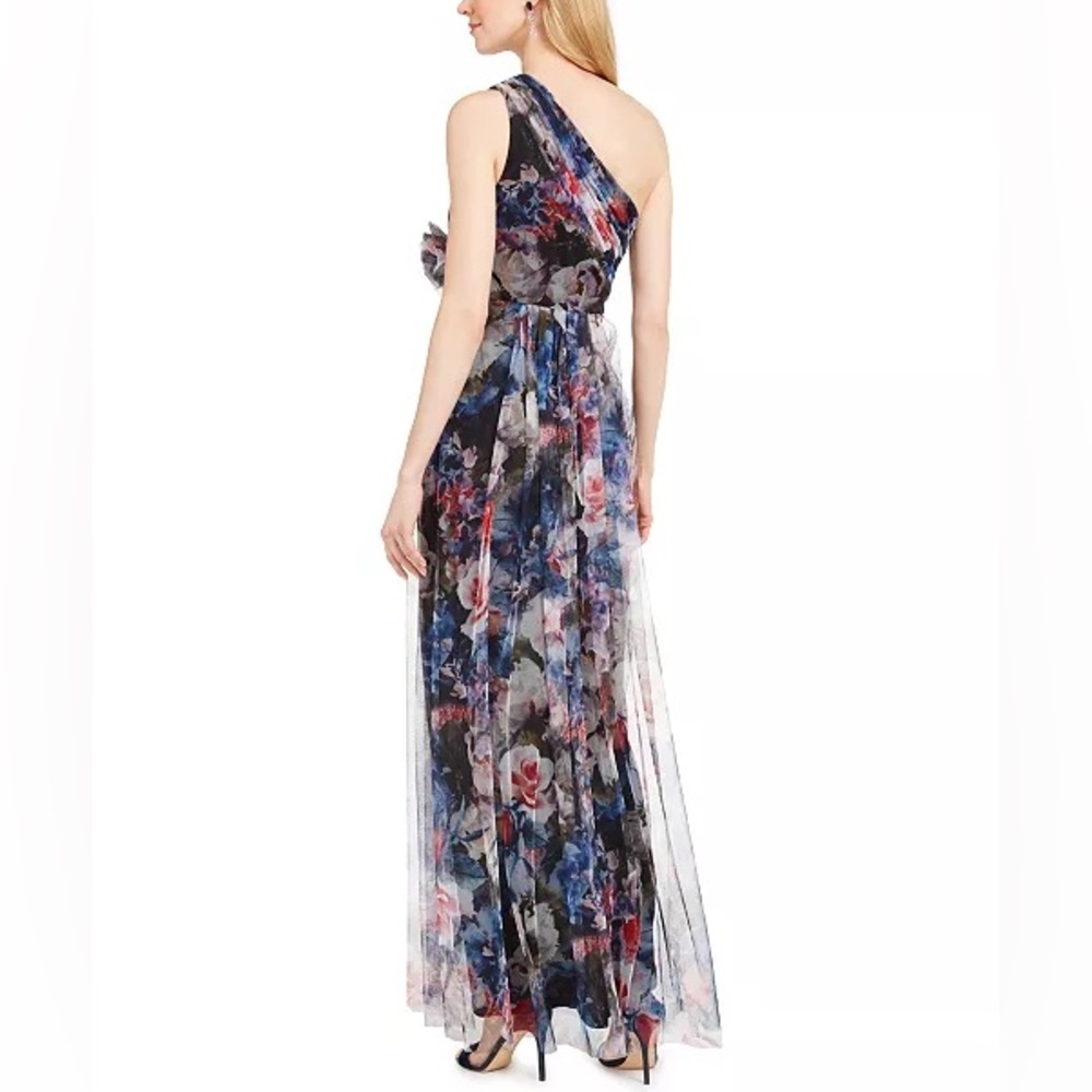 Adrianna Papell one shoulder printed chiffon gown - Picture 4 of 16